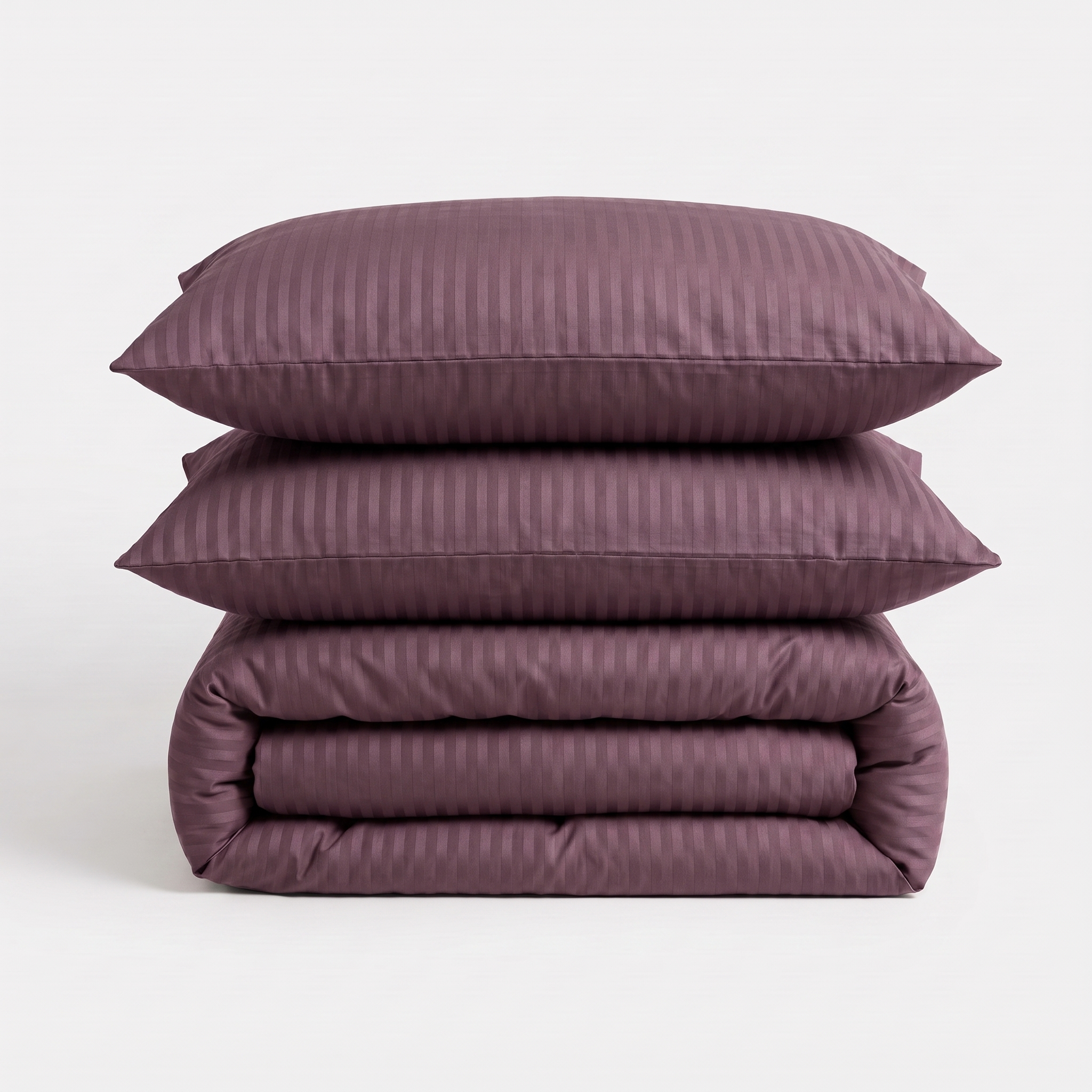 Parure de lit satin premium rayures satinées douce et élégante en coton 120 fils/cm²
