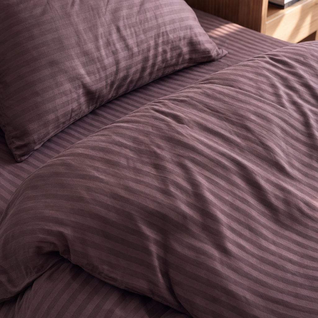 Parure de lit satin premium à rayures satinées, douceur et élégance soyeuse
