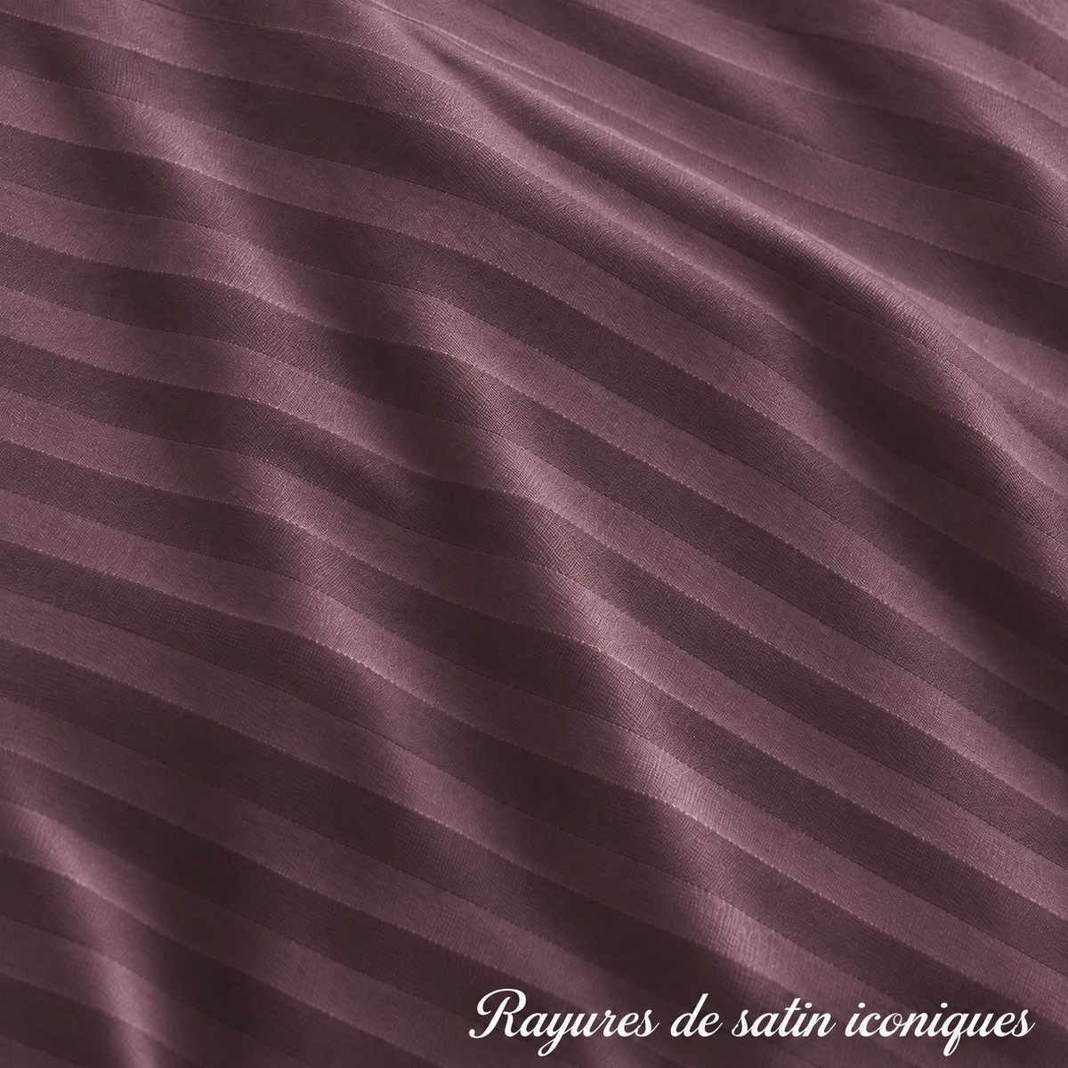 Housse de couette en satin de coton rayée, douce et élégante avec finition satinée légère