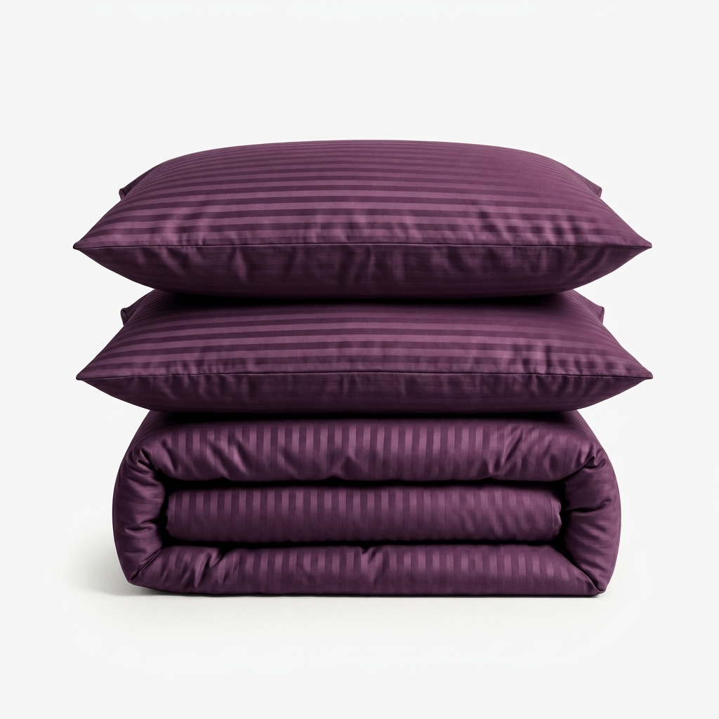 Parure de lit satin premium rayures élégantes en coton soyeux et doux