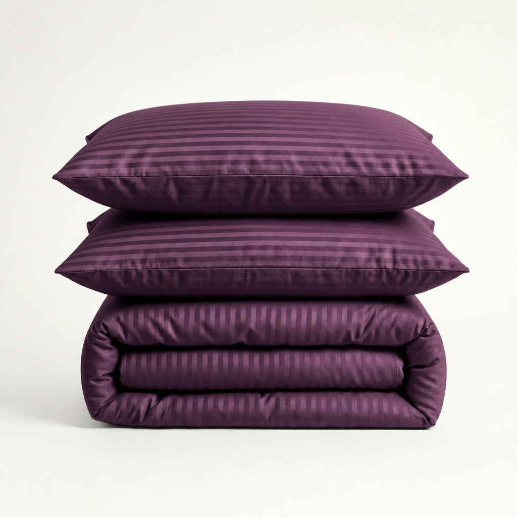Parure en satin de coton premium – Rayures satinées