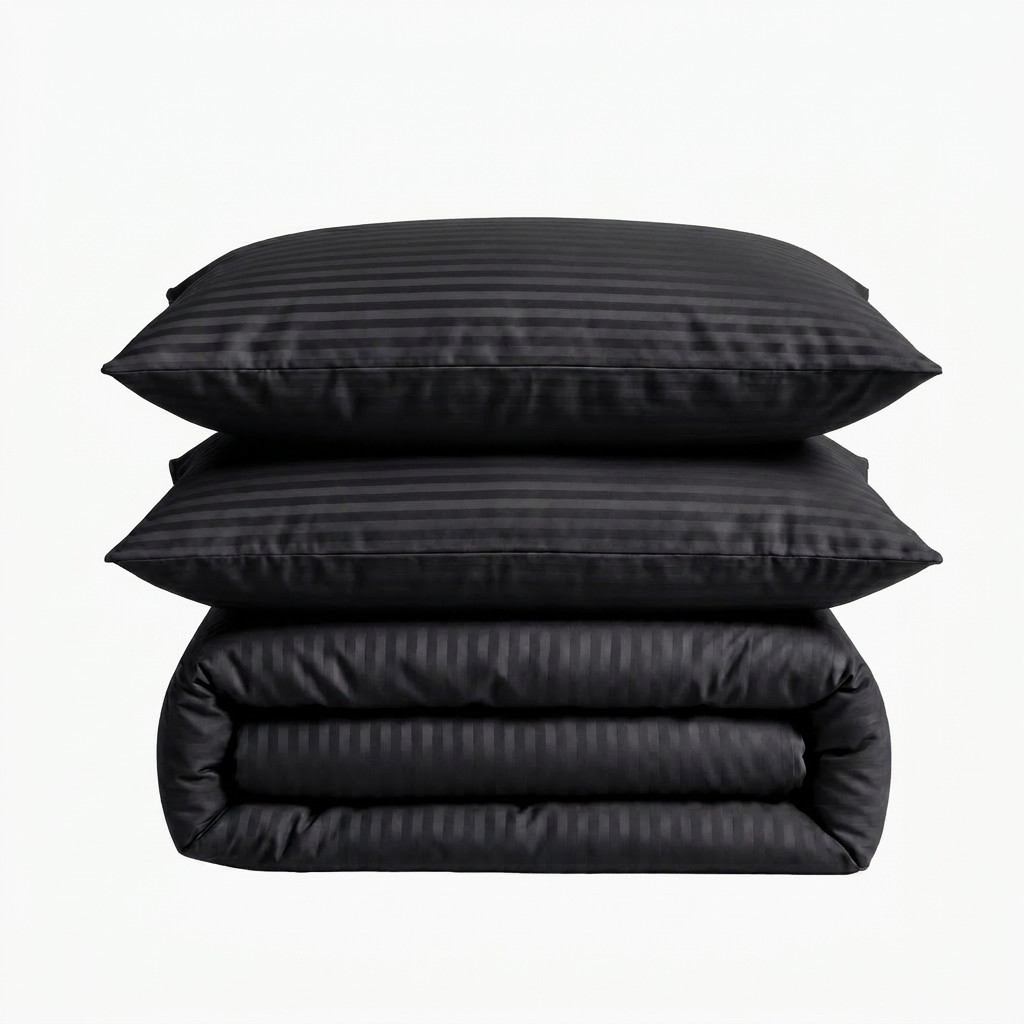 Parure de lit satin premium avec rayures élégantes en satin de coton doux et lumineux