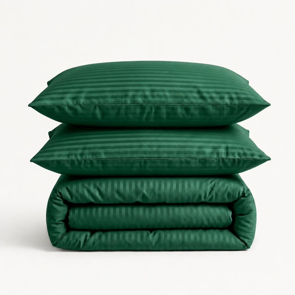 Parure de lit satin premium à rayures élégantes en satin de coton doux et lumineux