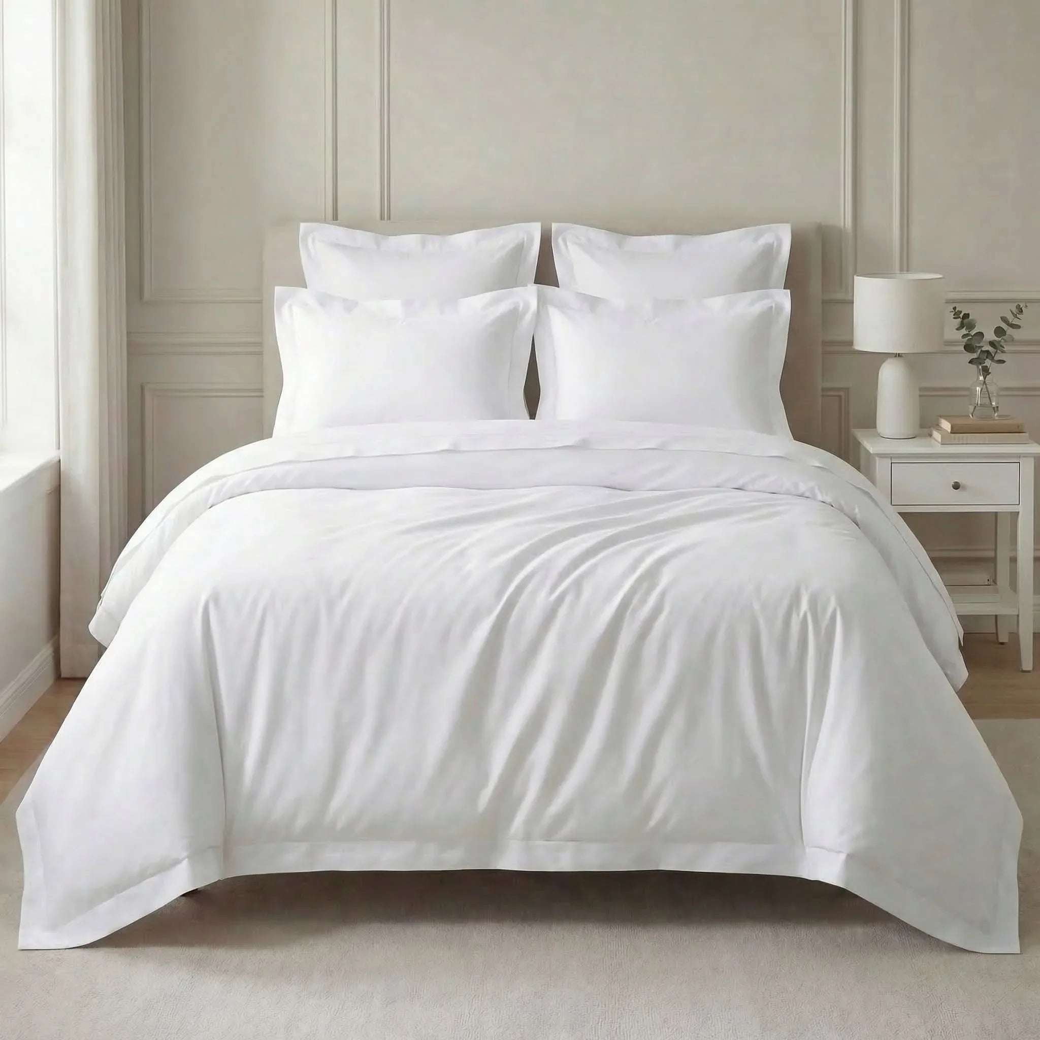Lenjerie de Pat Albă – Percale din Bumbac și Bambus Premium