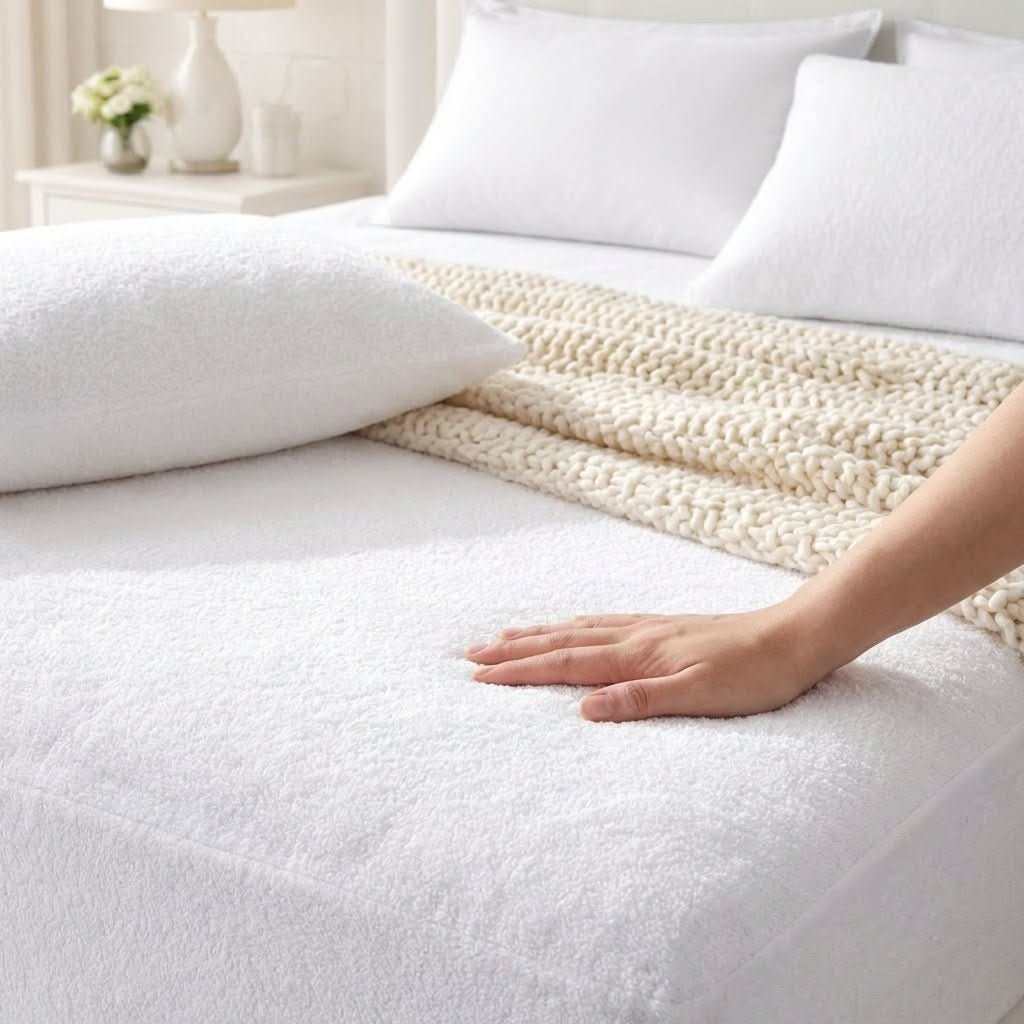 Protège - Matelas Imperméable en Éponge Bouclette - Respirant en 90x200 – - MaisonTextile