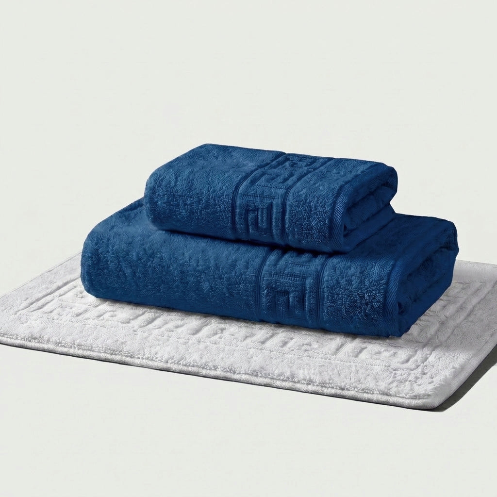 Serviettes de bain 100 % Coton en Bleu King – - MaisonTextile