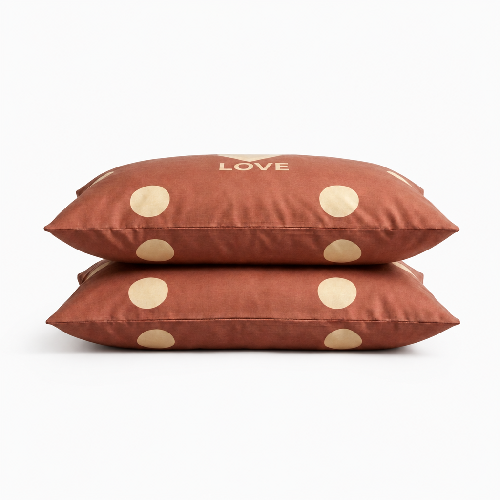 Deux taies d'oreiller en percale de coton 100 fils/cm², texture lisse et fraîcheur naturelle, finition élégante et durable, style épuré, confection européenne.