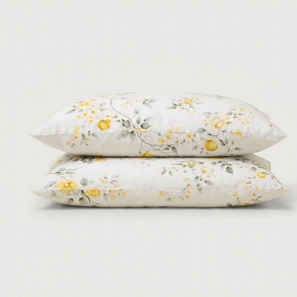 Taies d'oreiller percale de coton - Jardin en Jardin Citronnier – - MaisonTextile