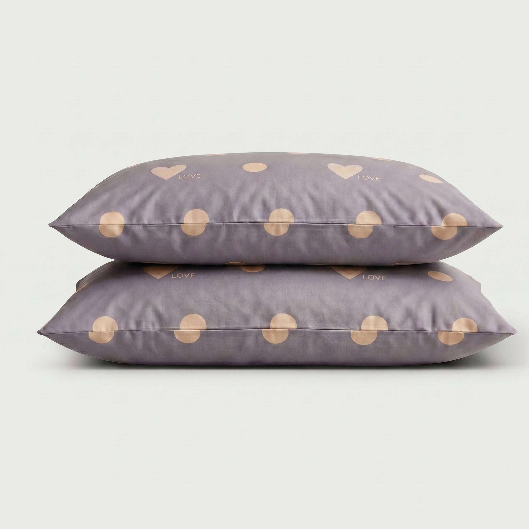 Taies d'oreiller percale de coton - Love en Love Perle – - MaisonTextile