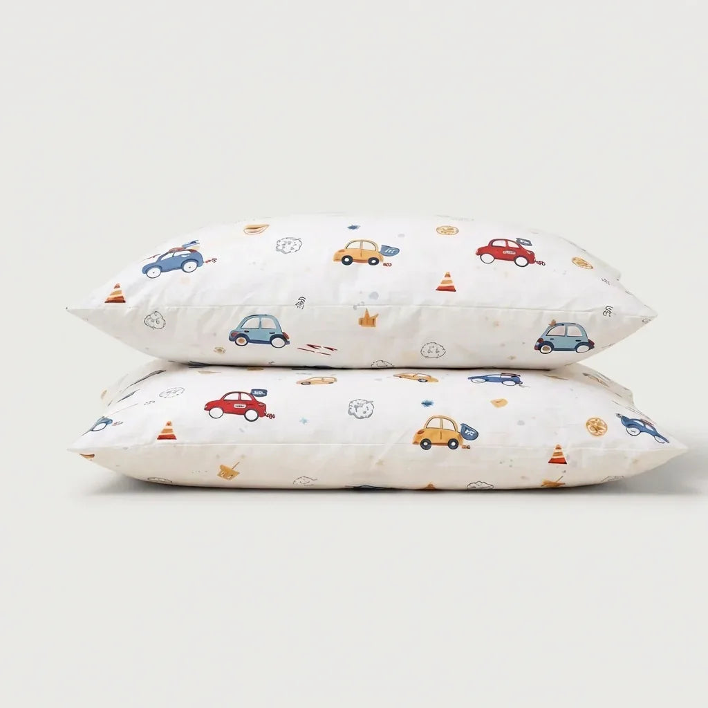 Taies d'oreiller percale de coton - Petit en Petit Bolide – - MaisonTextile