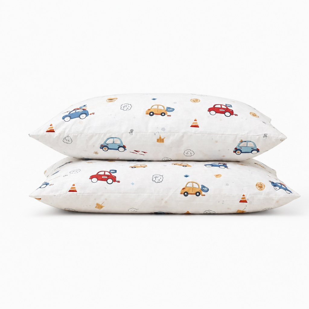 Taies d'oreiller en percale de coton 100 fils/cm², texture lisse et fraîcheur naturelle, lot de 2