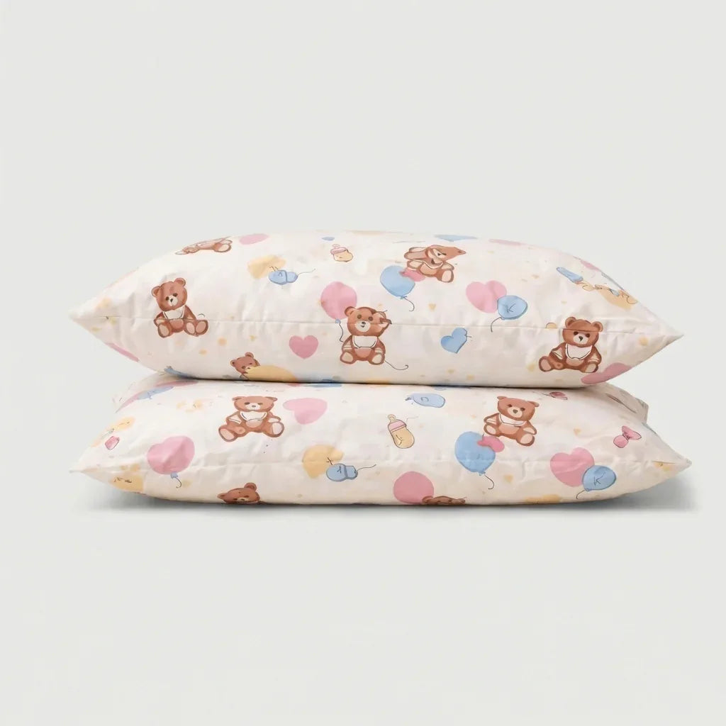 Taies d'oreiller percale de coton - Petit en Petit Ourson – - MaisonTextile