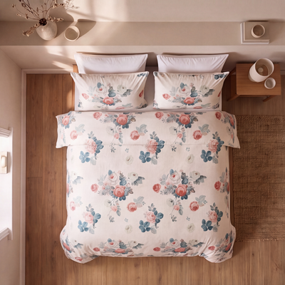 Parure en percale de coton 100 fils/cm² blanche élégante avec housse de couette et taies d’oreiller