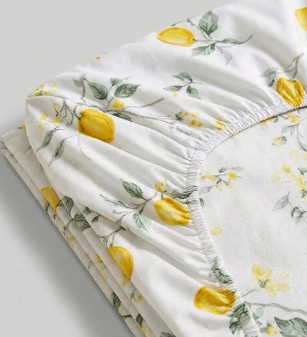 Drap - housse en percale de coton - Jardin en Jardin Citronnier – Linge de lit haut de gamme - MaisonTextile
