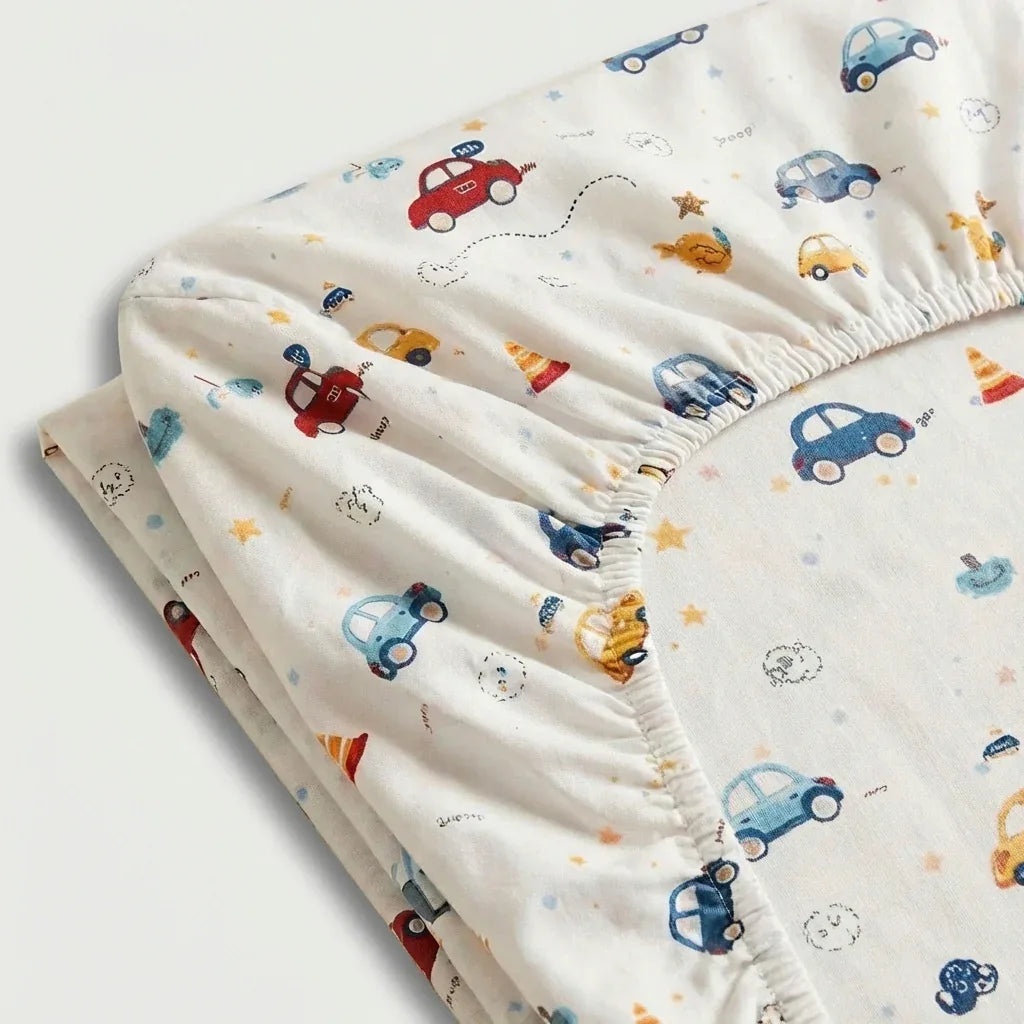 Drap - housse en percale de coton - Petite en Petit Bolide – Linge de lit haut de gamme - MaisonTextile