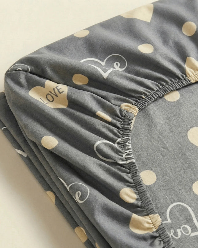 Drap - Housse Percale de coton – Love en Love Perle – Linge de lit haut de gamme - MaisonTextile