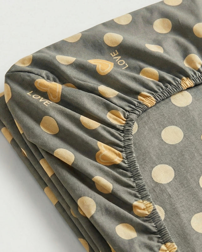 Drap - Housse Percale de coton – Love en Love Perle – Linge de lit haut de gamme - MaisonTextile