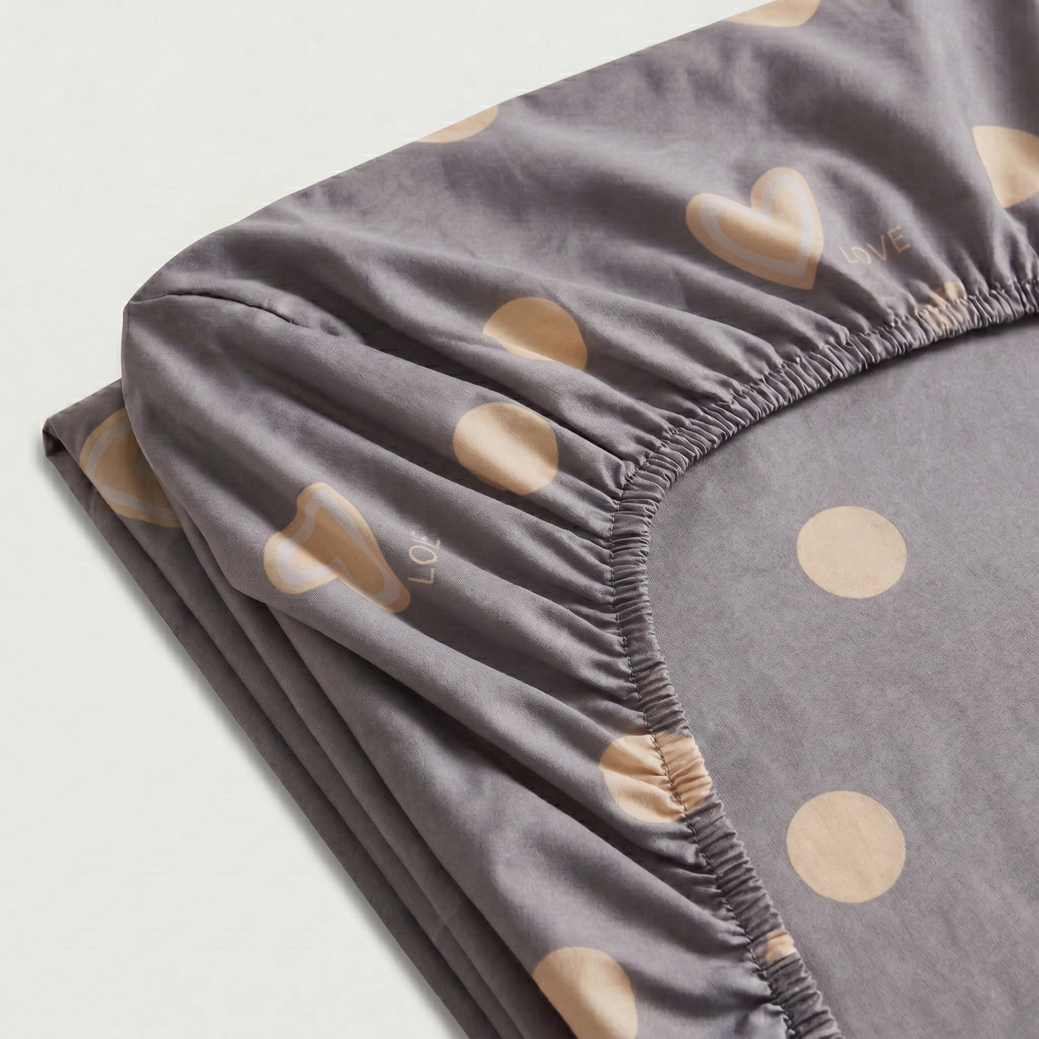 Drap - Housse Percale de coton – Love en Love Perle – Linge de lit haut de gamme - MaisonTextile