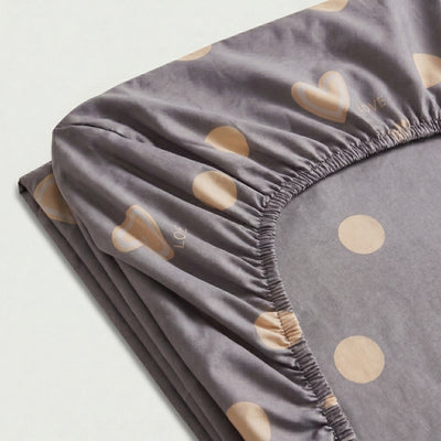 Drap - Housse Percale de coton – Love en Love Perle – Linge de lit haut de gamme - MaisonTextile