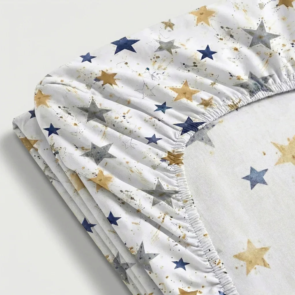 Drap - housse Polycoton renforcé - Stars en Stars Céleste – Linge de lit haut de gamme - MaisonTextile