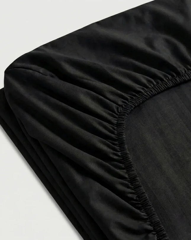 Drap - housse satin de coton - Rayures satinées en Blanc Neige – Linge de lit haut de gamme - MaisonTextile