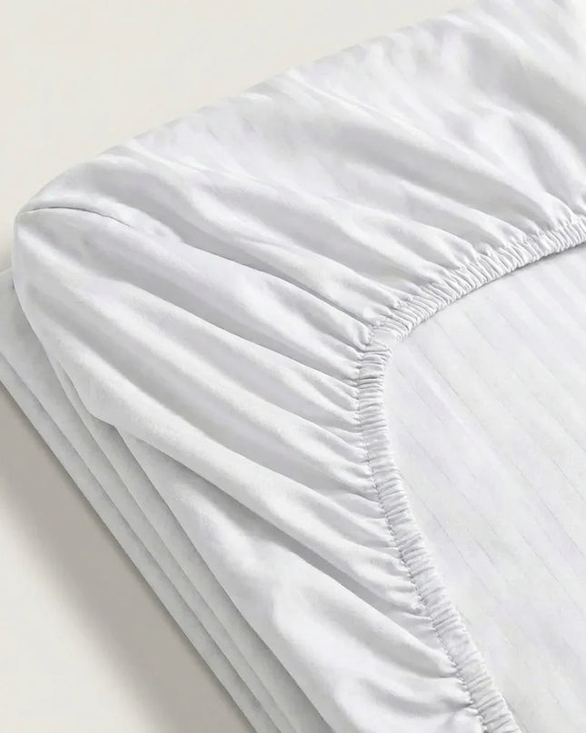 Drap - housse satin de coton - Rayures satinées en Mauve Bordeaux – Linge de lit haut de gamme - MaisonTextile