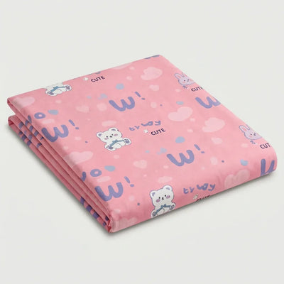 Drap plat percale de coton - Ourson en Ourson Love Rose – - MaisonTextile