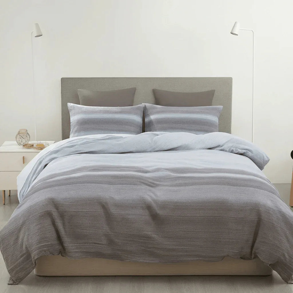 Drap plat percale de coton - Perle - Gris en 180x290 – - MaisonTextile