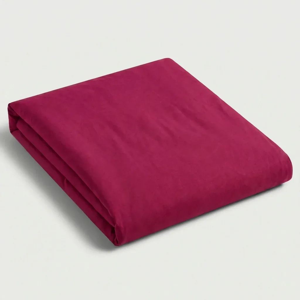 Drap plat percale de coton - Unie en Rouge Framboise – - MaisonTextile
