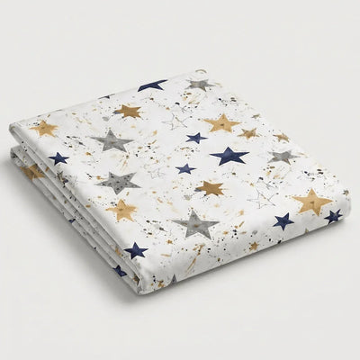 Drap plat polycoton renforcé - Stars en Stars Céleste – - MaisonTextile