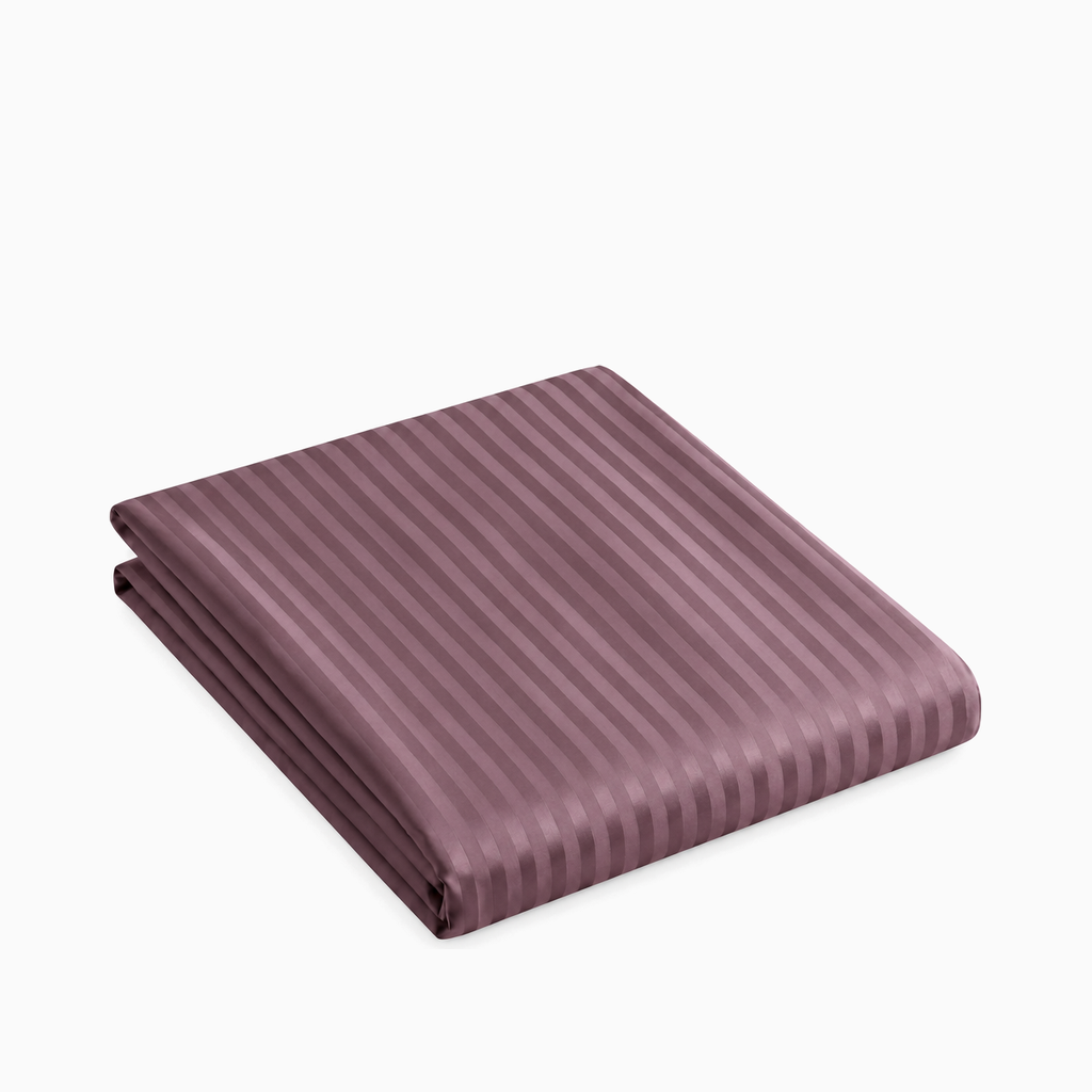 Drap plat satin de coton rayures Brun Cacao – Maison Textile