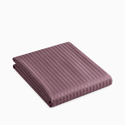 Drap plat satin de coton rayures Brun Cacao – Maison Textile