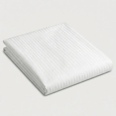 Drap plat satin de coton - Rayures satinées en Blanc Neige – - MaisonTextile