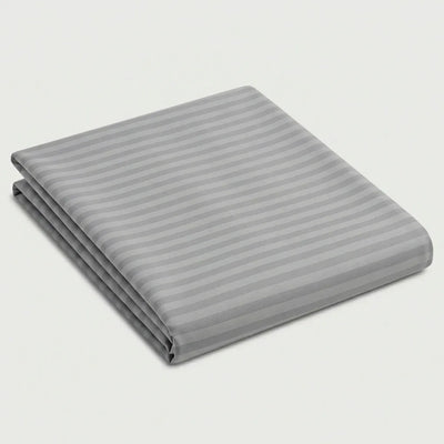 Drap plat satin de coton - Rayures satinées en Gris – - MaisonTextile
