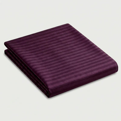 Drap plat satin de coton - Rayures satinées en Mauve Bordeaux – - MaisonTextile