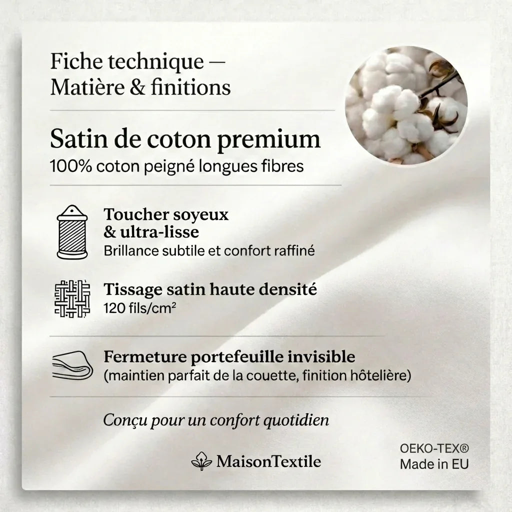 Parure en satin de coton premium  – Rayures satinées