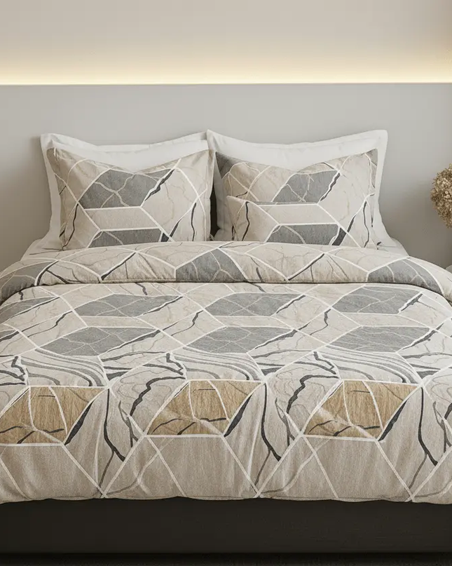 🧾 Housse de couette en polycoton renforcé | Graphique & contemporaine140x200MaisonTextile