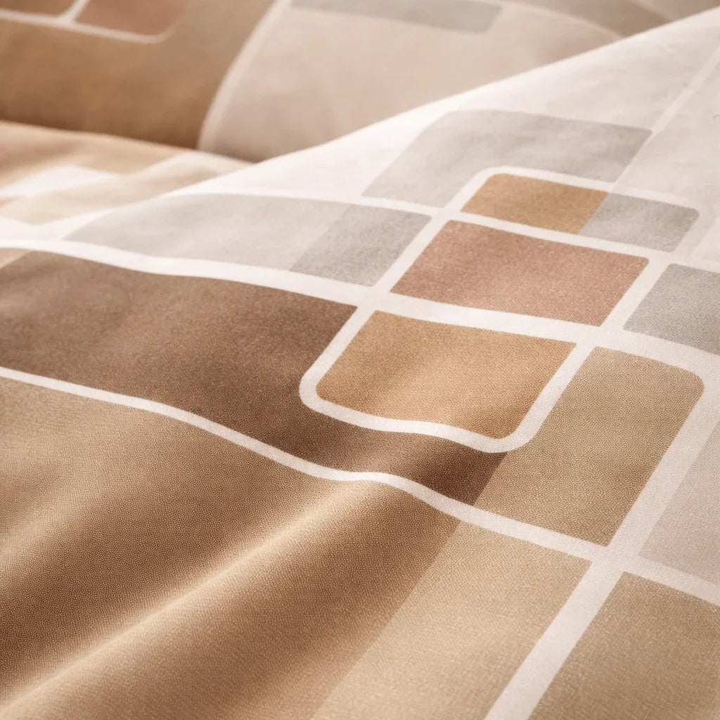 Housse de couette en polycoton renforcé en Graphica - Sable – Linge de lit - MaisonTextile