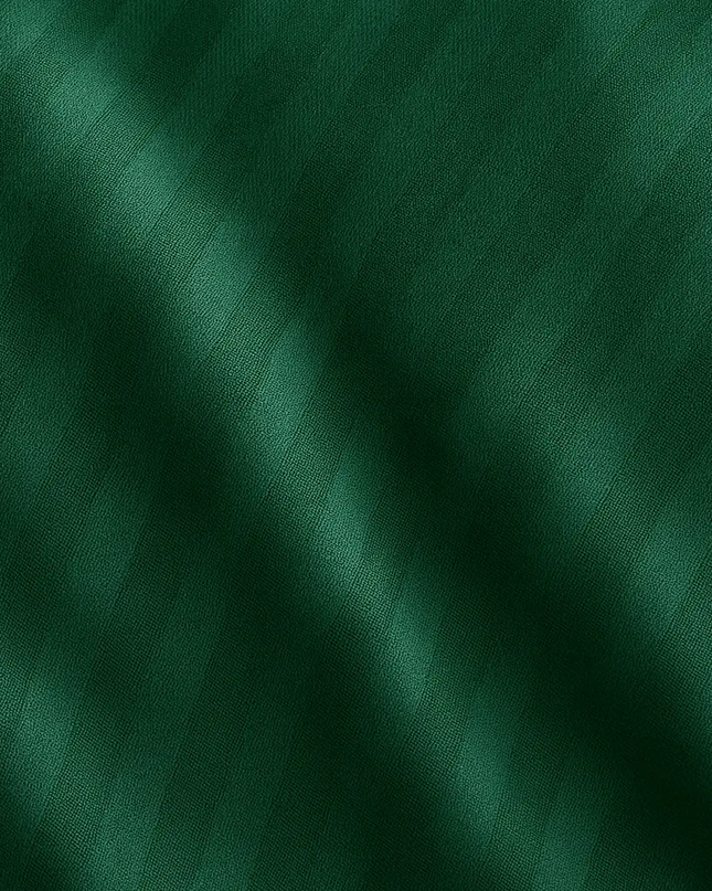 Housse de couette - vert emeraude - satin de coton à rayures soyeux et elégant-MaisonTextile