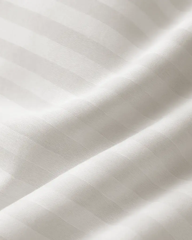 Housse de couette - blanc - satin de coton à rayures soyeux et elégant-MaisonTextile