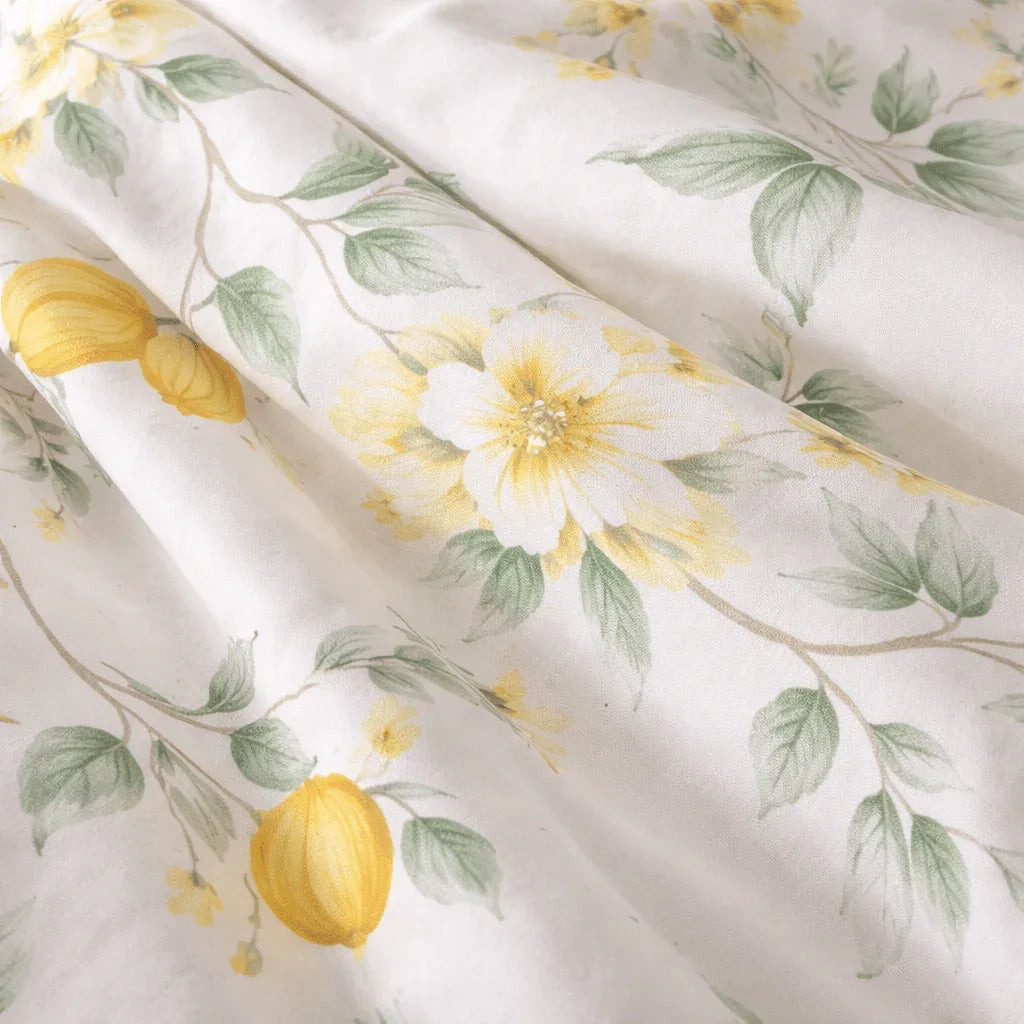 Housse de couette percale de coton - Jardin en Jardin Citronnier – Linge de lit haut de gamme - MaisonTextile