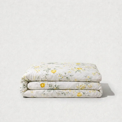 Housse de couette percale de coton - Jardin en Jardin Citronnier – Linge de lit haut de gamme - MaisonTextile
