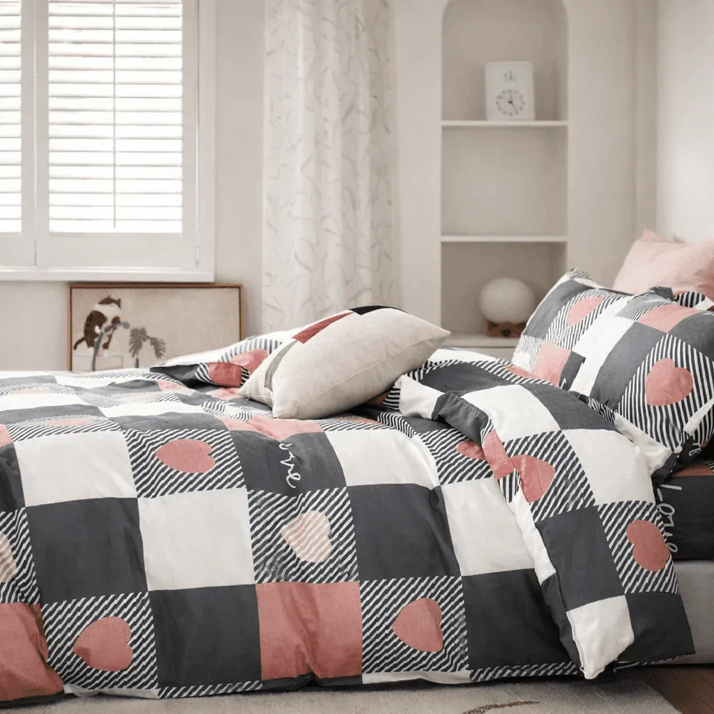 Housse de couette Percale de coton - Love en Love City – Linge de lit haut de gamme - MaisonTextile