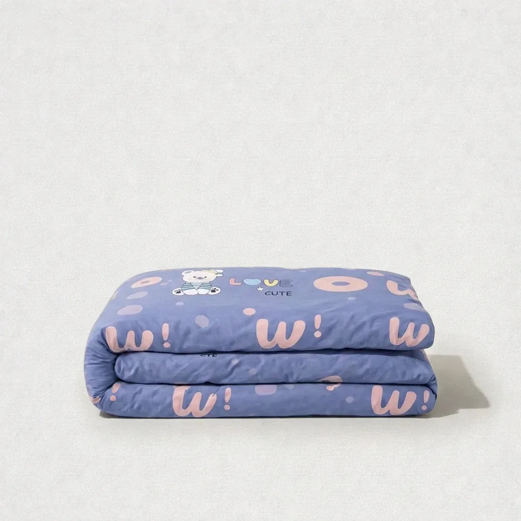 Housse de couette percale de coton - Ourson en Ourson Love Lila – Linge de lit haut de gamme - MaisonTextile