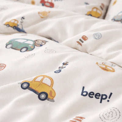 Housse de couette percale de coton - Petit en Petit Bolide – Linge de lit haut de gamme - MaisonTextile