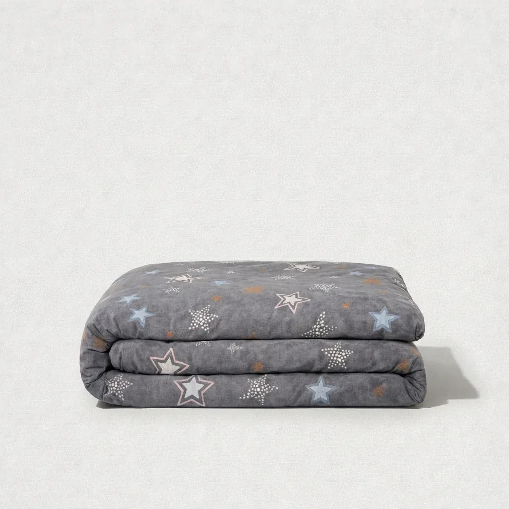 Housse de couette percale de coton - Stars en Stars Gris Perle – Linge de lit haut de gamme - MaisonTextile