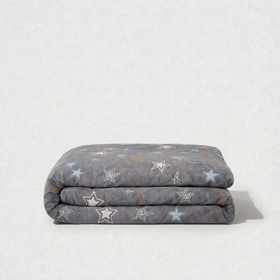Housse de couette percale de coton - Stars en Stars Gris Perle – Linge de lit haut de gamme - MaisonTextile