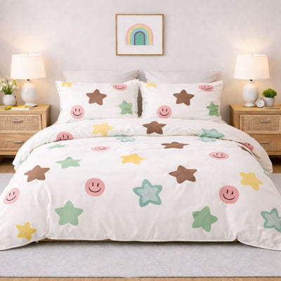 Housse de couette percale de coton - Stars en Stars Joy – Linge de lit haut de gamme - MaisonTextile