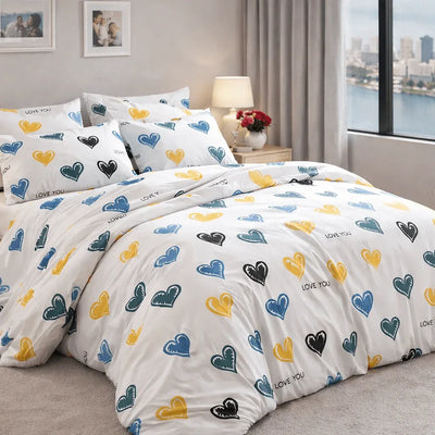 Housse de couette polycoton renforcé - Instant en Instant - Multicoeur – Linge de lit - MaisonTextile