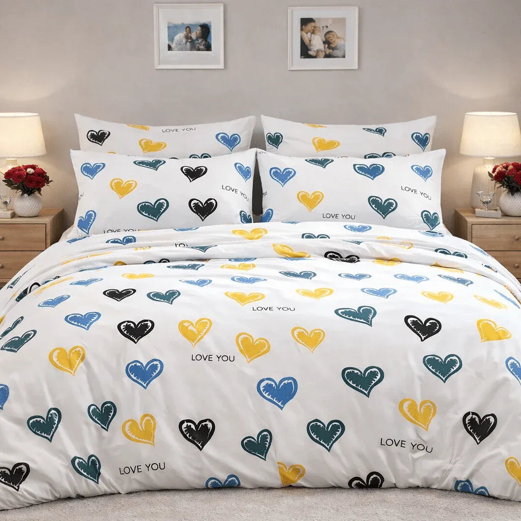 Housse de couette polycoton renforcé - Instant en Instant - Multicoeur – Linge de lit - MaisonTextile